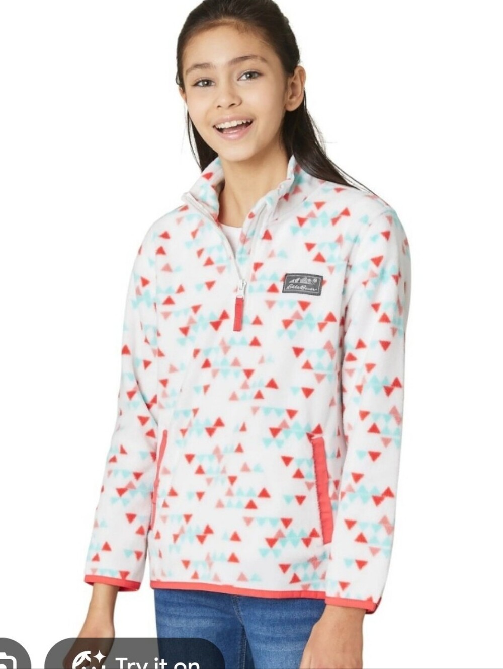 Eddie Bauer Youth Fleece Quarter Zip Pull Over Sweatshirt Size 5-6